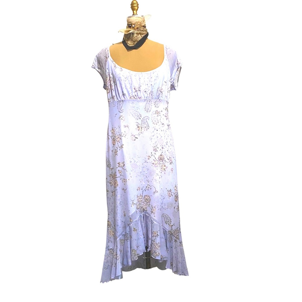 Vintage Dress Cottagecore whimsy Women Mesh Floral Ruffle 14 Purple Bulgaria - Picture 1 of 9